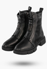 Trapery Damskie Skórzane Buty Na Zimę Ocieplane Botki Czarne Filippo DBT6524/25BK
