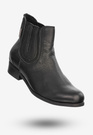Buty Damskie Botki Ze Skóry Naturalnej Na Płaskim Obcasie Na Zimę Czarne 0139
