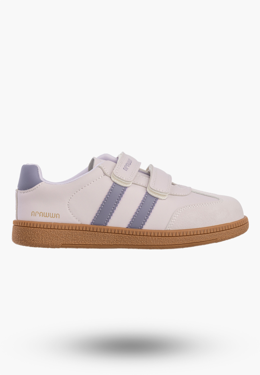 Sneakersy Dziecięce Buty Na Rzepy Sportowe Skórzana Wkładka Modne Fioletowe Apawwa ABC0352P