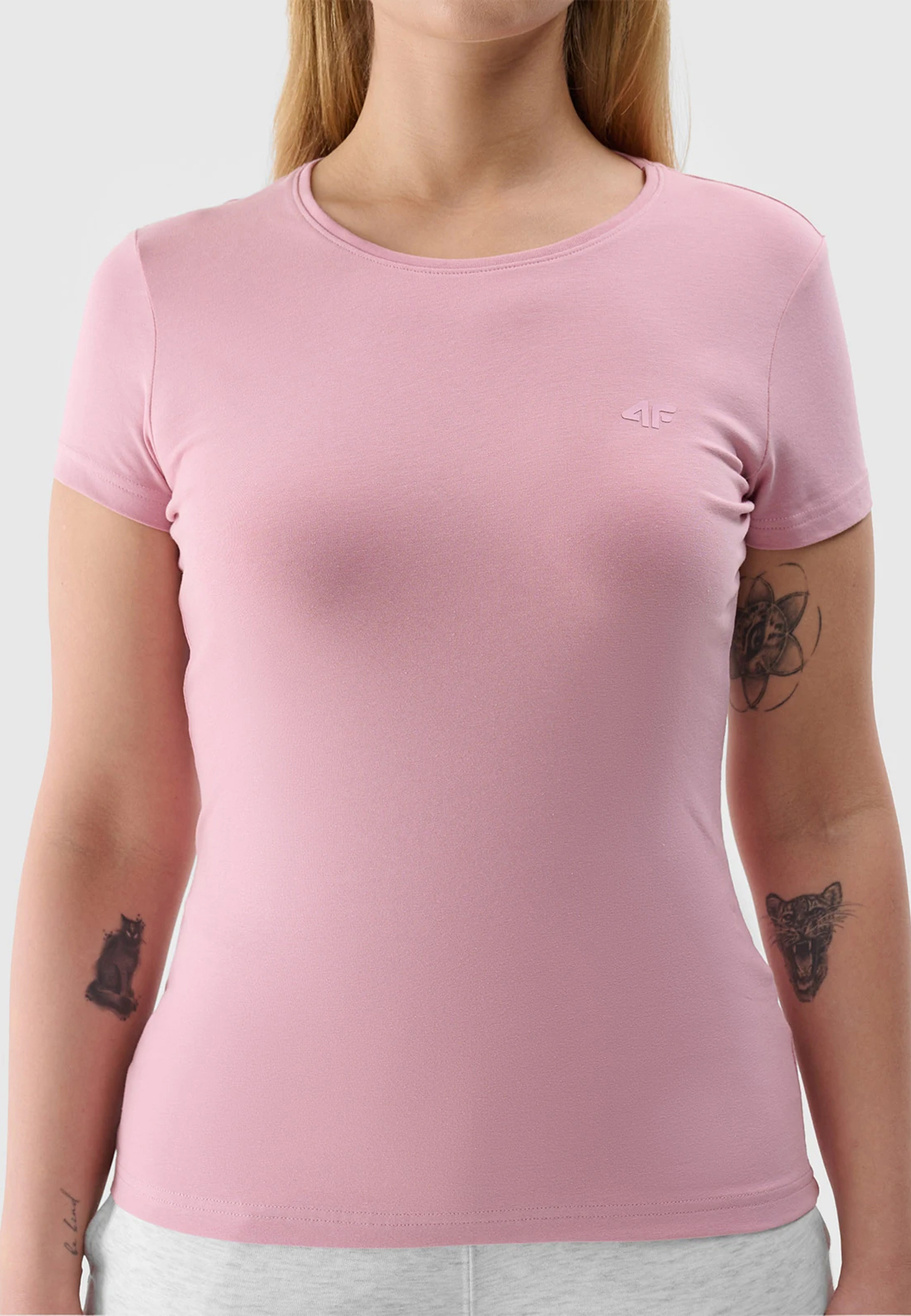 Koszulka Damska 4F Sportowy T-shirt Różowy Slim Fit 4FWSS24TTSHF1161