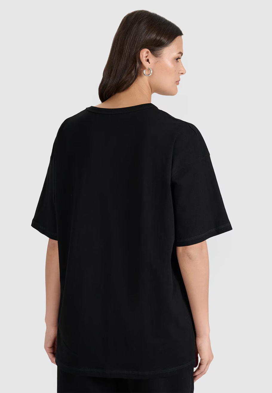 T-Shirt Uniseks 4F Oversize Koszulka z krótkim rękawem Czarna 4FWSS25TTSHU1972