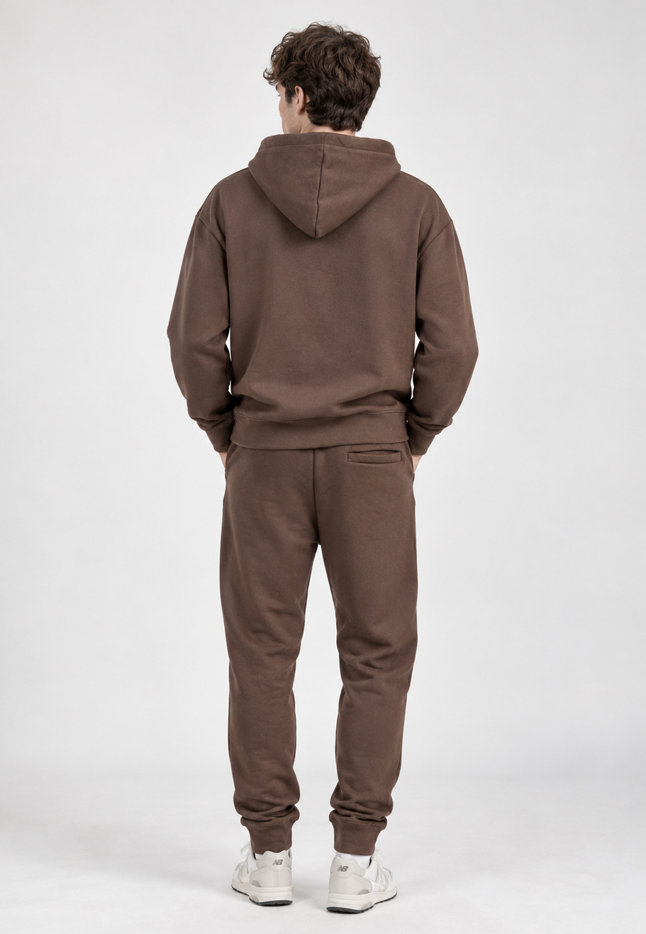 Komplet Dresowy Sportowy Bluza i Spodnie Dresowe Casual Brązowy