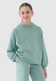 Bluza Dziewczęca 4F Miętowa z Kapturem Oversize 4FJWSS25TSWSF1478