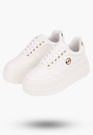 Sneakersy Damskie Białe na wysokie podeszwie