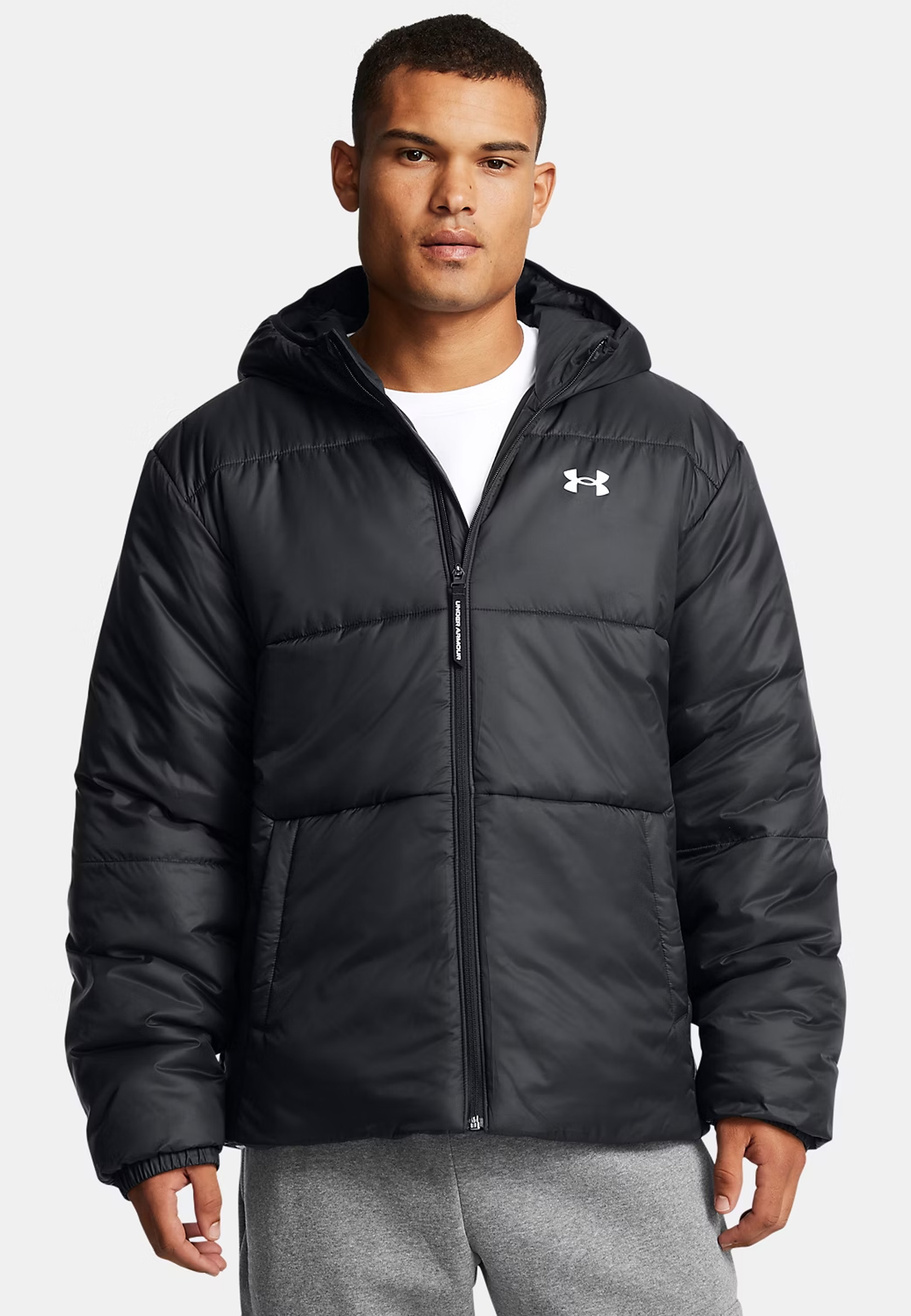 Kurtka Puchowa Męska Under Armour Sportowa Ocieplana Zimowa Z Kapturem Czarna Lightweight Insulated
