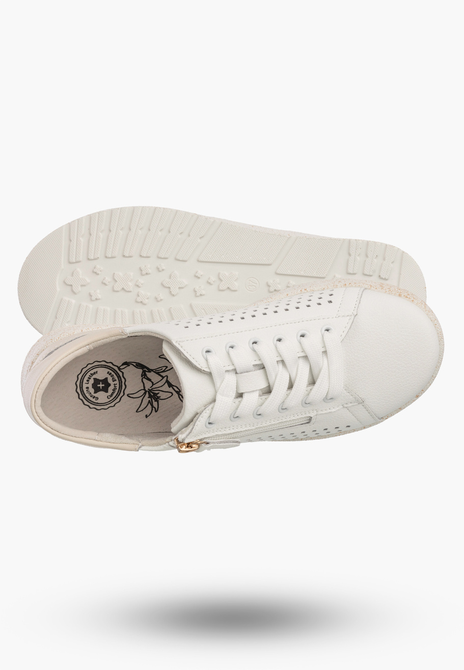 Sneakersy Damskie Skórzane Buty Na Platformie Półbuty Białe Jezzi 26PB18-137