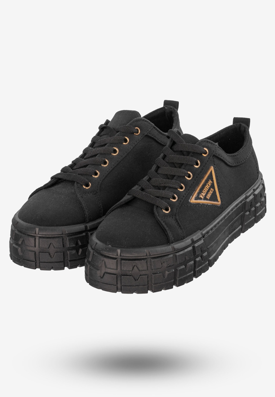 Tenisówki Damskie Trampki Buty Na Platformie Czarne Goodin GD-HR-28