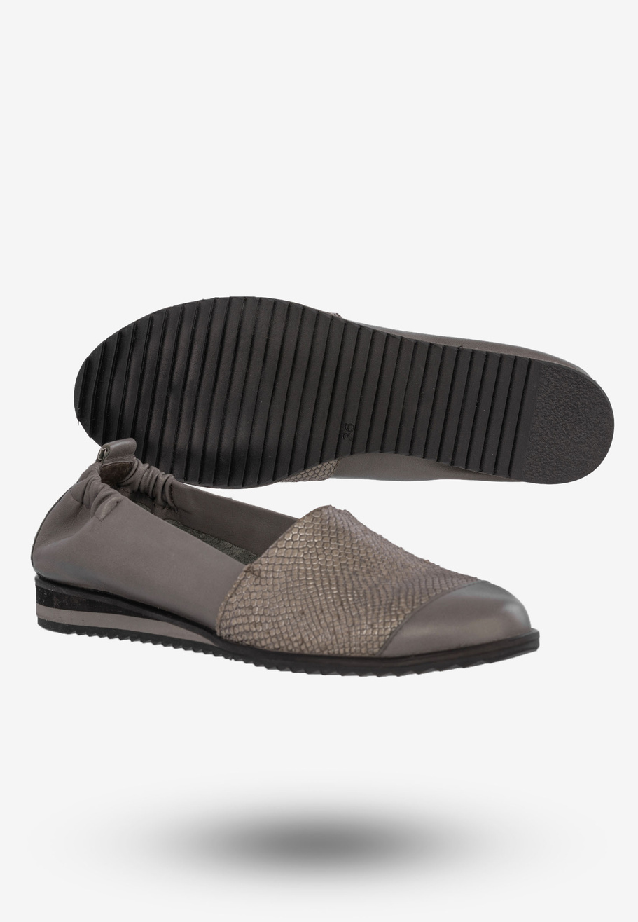 Baleriny Damskie Buty Ze Skóry Naturalnej Szare Korda 1539