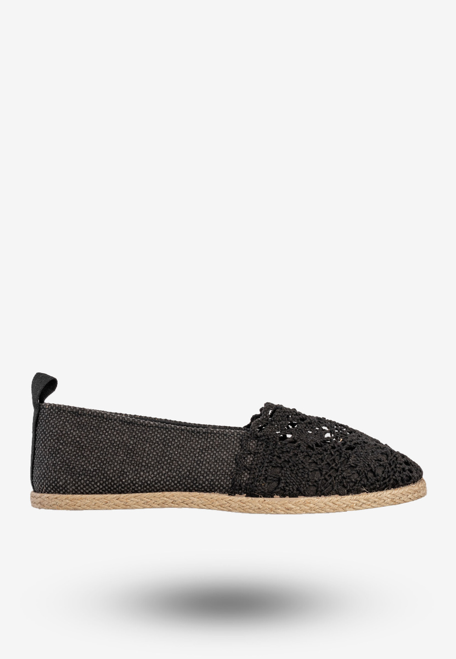 Espadryle Damskie Buty Ażurowe Lekkie Wsuwane Czarne News 8TX02-4712