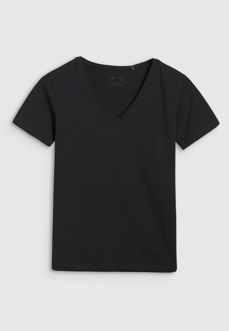 T-Shirt Damski 4F Slim Fit Koszulka z krótkim rękawem Czarna 4FWSS25TTSHF1990