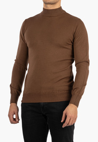 Sweter Męski Półgolf Elegancki Klasyczny Brązowy Tony Moro