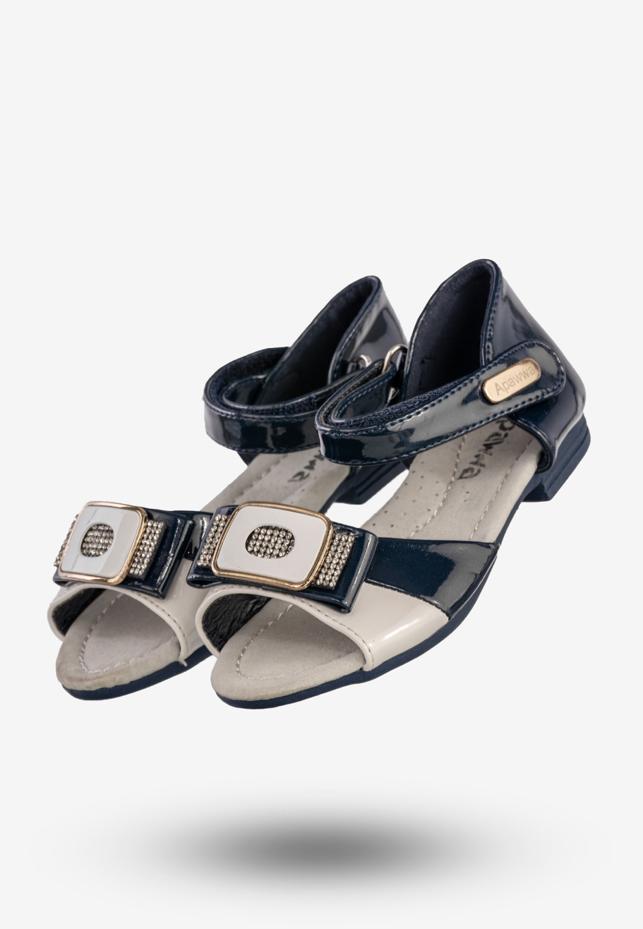 Sandały Dziewczęce Ekoskóra Buty Na Rzepy Eleganckie Granatowe Apawwa M-234