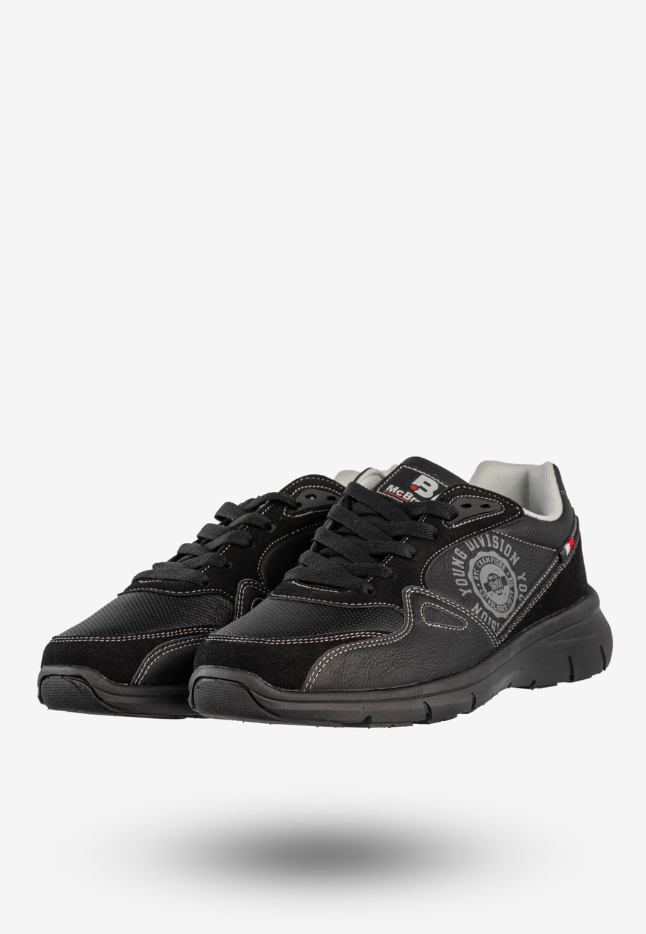 Sneakersy Męskie McBraun Ekoskóra Buty Sportowe Czarne 24MN03-6754