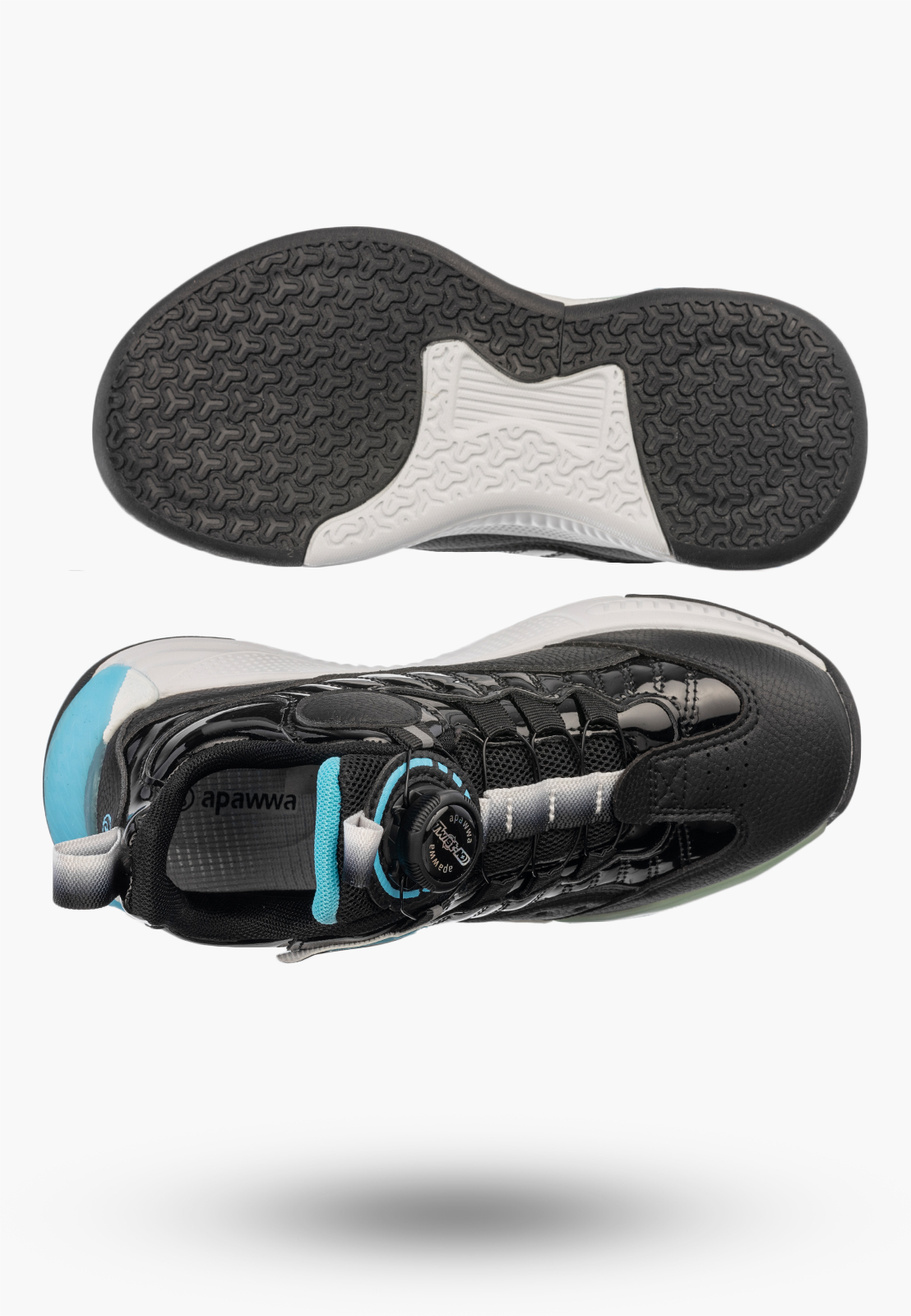 Sneakersy Dziecięce Buty Sportowe Z Pokrętłem Czarne/Niebieskie APAWWA