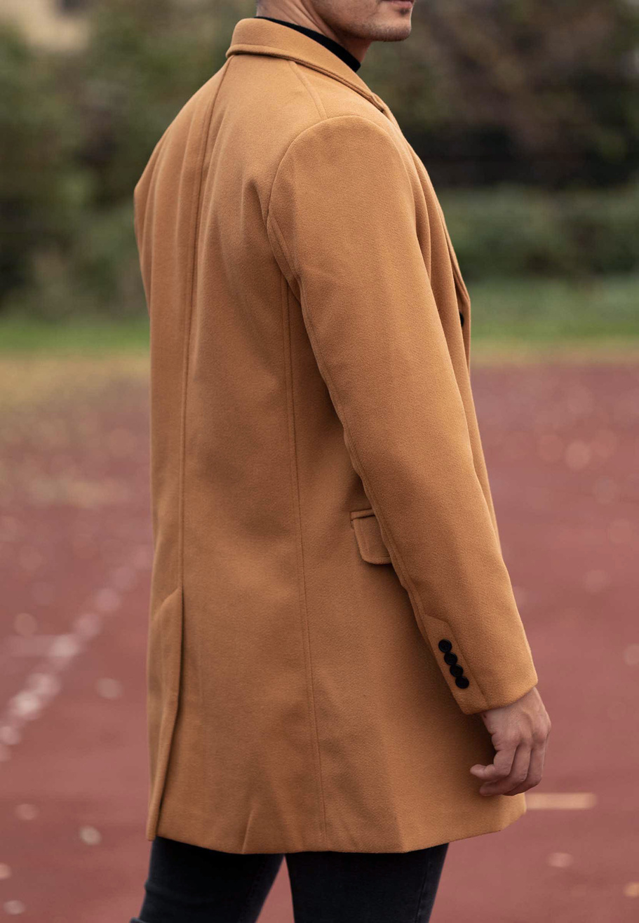 Płaszcz Męski Długi Camel Elegancki