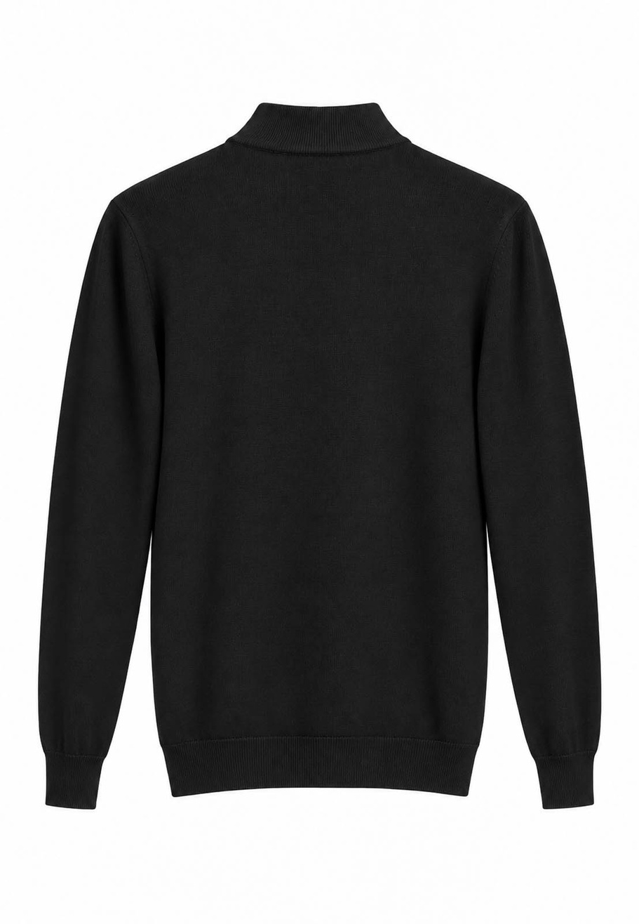 Półgolf męski Slim Fit mocno dopasowany z grubszej dzianiny czarny klasyczny