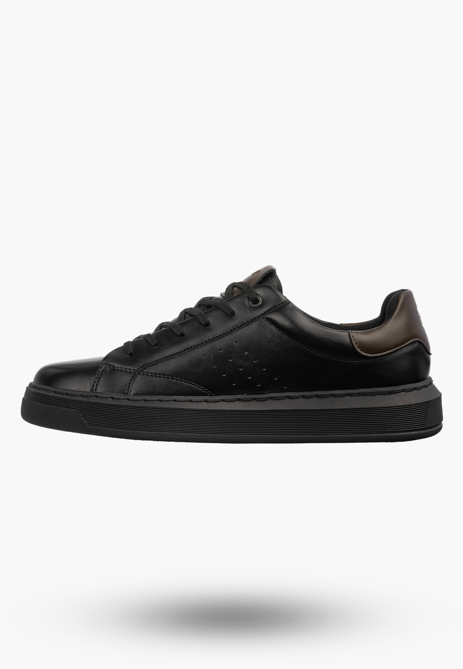 Sneakersy Męskie BIG STAR Buty Sportowe Skórzane Czarne UU174291