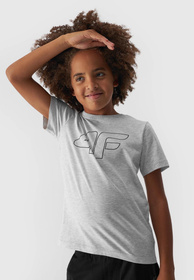 Koszulka 4F chłopięca szara t-shirt basic
