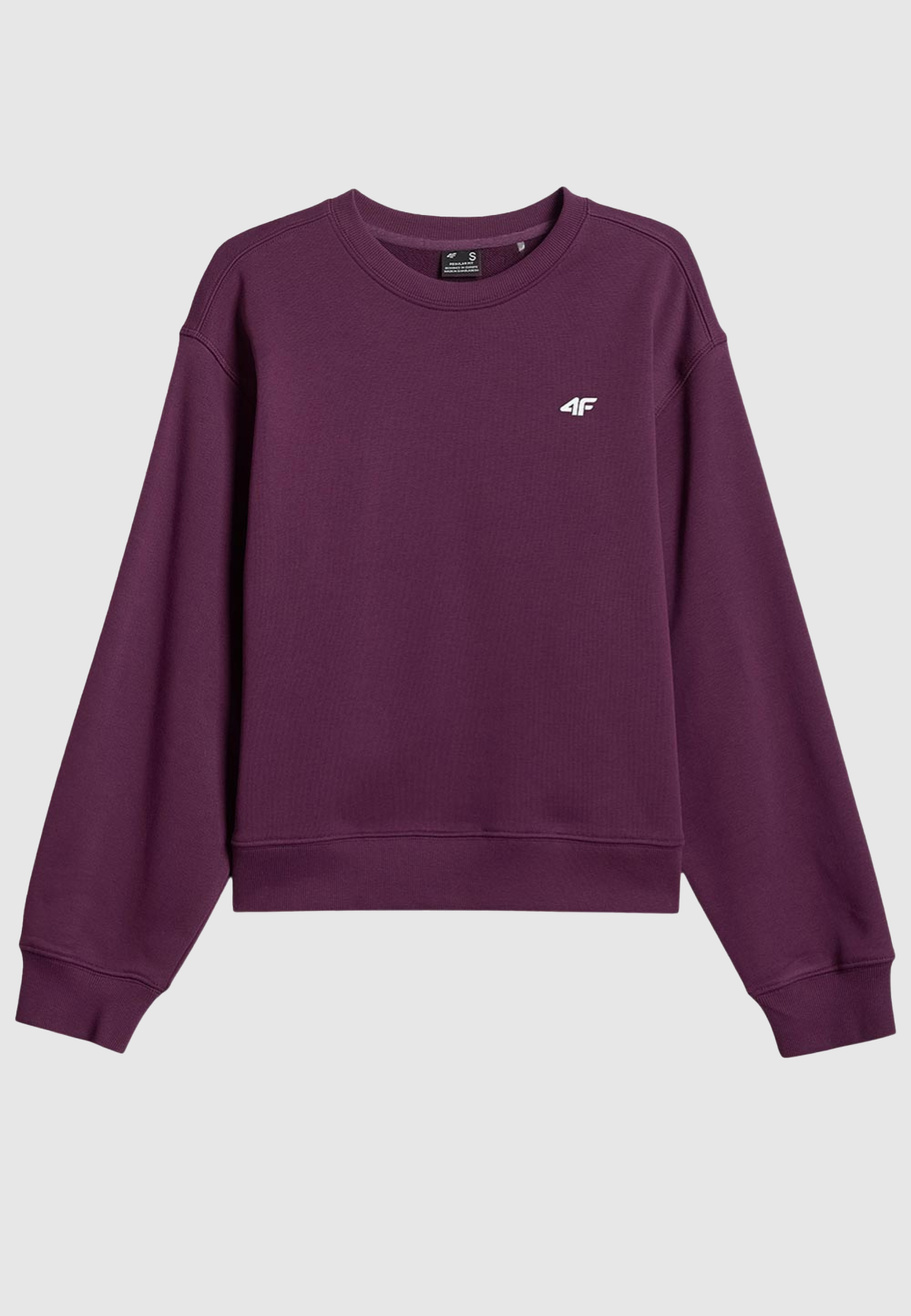 Bluza Damska 4F Bez Kaptura Sportowa Regular Casual Dresowa Burgundowa 4FWSS26TSWSF2204
