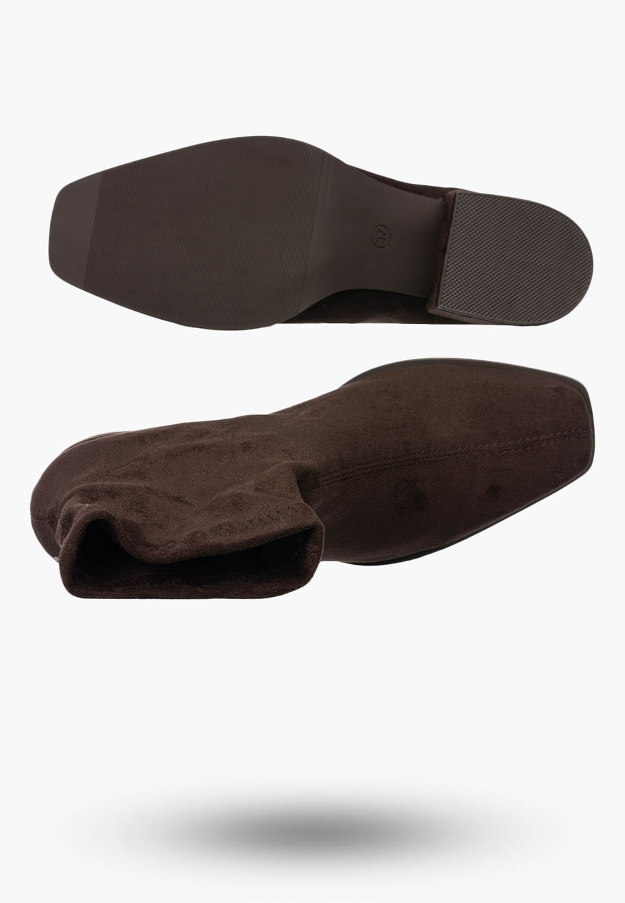 Botki Damskie Buty Wsuwane Eleganckie Stylowe Na Zimę Brązowe