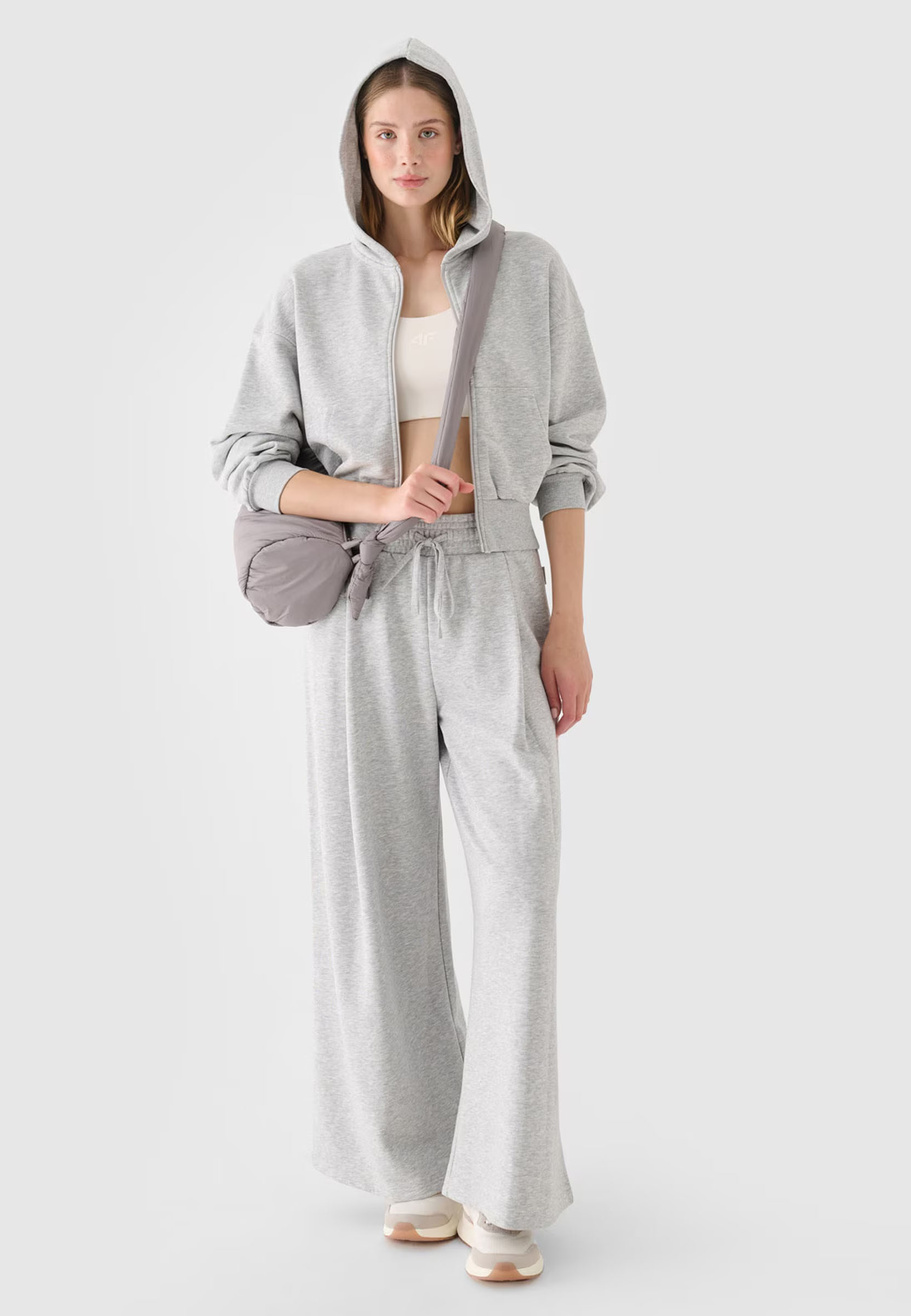 Bluza Damska 4F Dresowa Krótka Bawełniana Szara Rozpinana 4FRSS24TSWSF2033