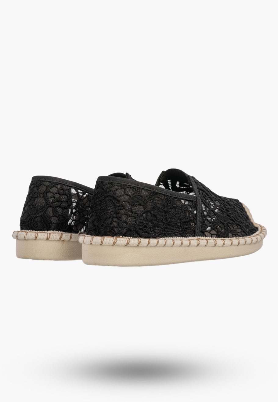 Espadryle Damskie Koronkowe Buty Casual Półbuty Letnie Czarne Potocki