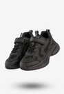 Sneakersy Dziecięce Ekoskóra Buty Sportowe Na Rzepy Półbuty Czarne Apawwa G1815P