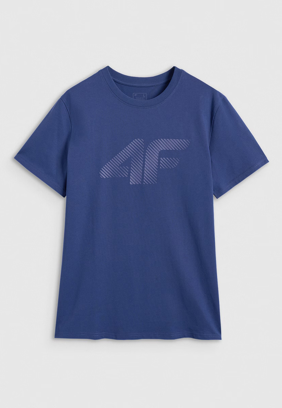 Koszulka Męska 4F T-shirt Z Nadrukiem Regular Granatowa 4FWMM00TTSHM2257