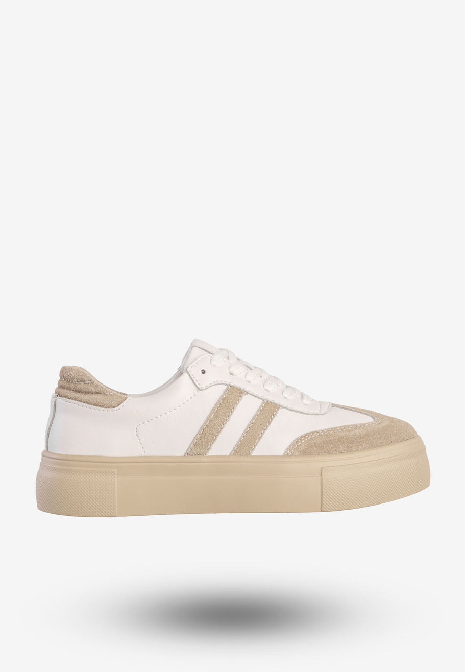Sneakersy Damskie Skórzane Na Platformie Buty Sportowe Białe Filippo DP6841/25WH BE