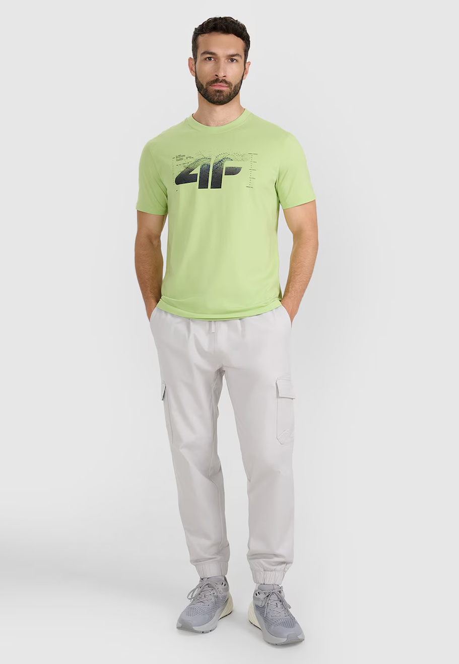 Koszulka Męska 4F T-shirt Z Nadrukiem Regular Zielony 4FWAW25TTSHM2359