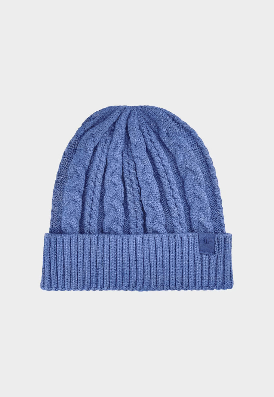 Czapka Damska Sportowa 4F Zimowa Beanie Prążkowana z Wiskozą Denim 4FWAW24ACAPF457