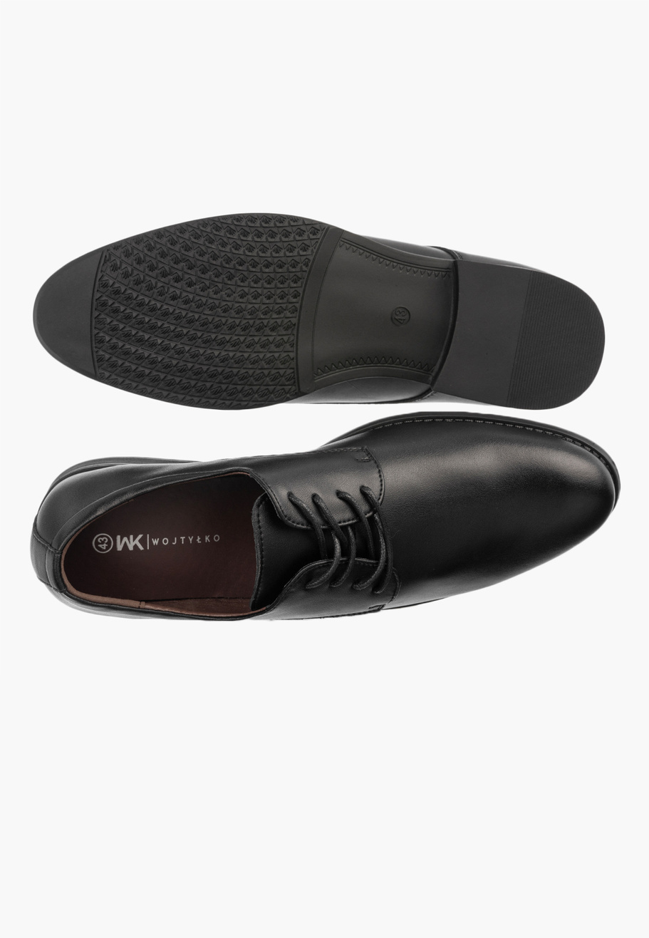 Buty Skórzane Męskie Półbuty Wizytowe Eleganckie Czarne WOJTYŁKO