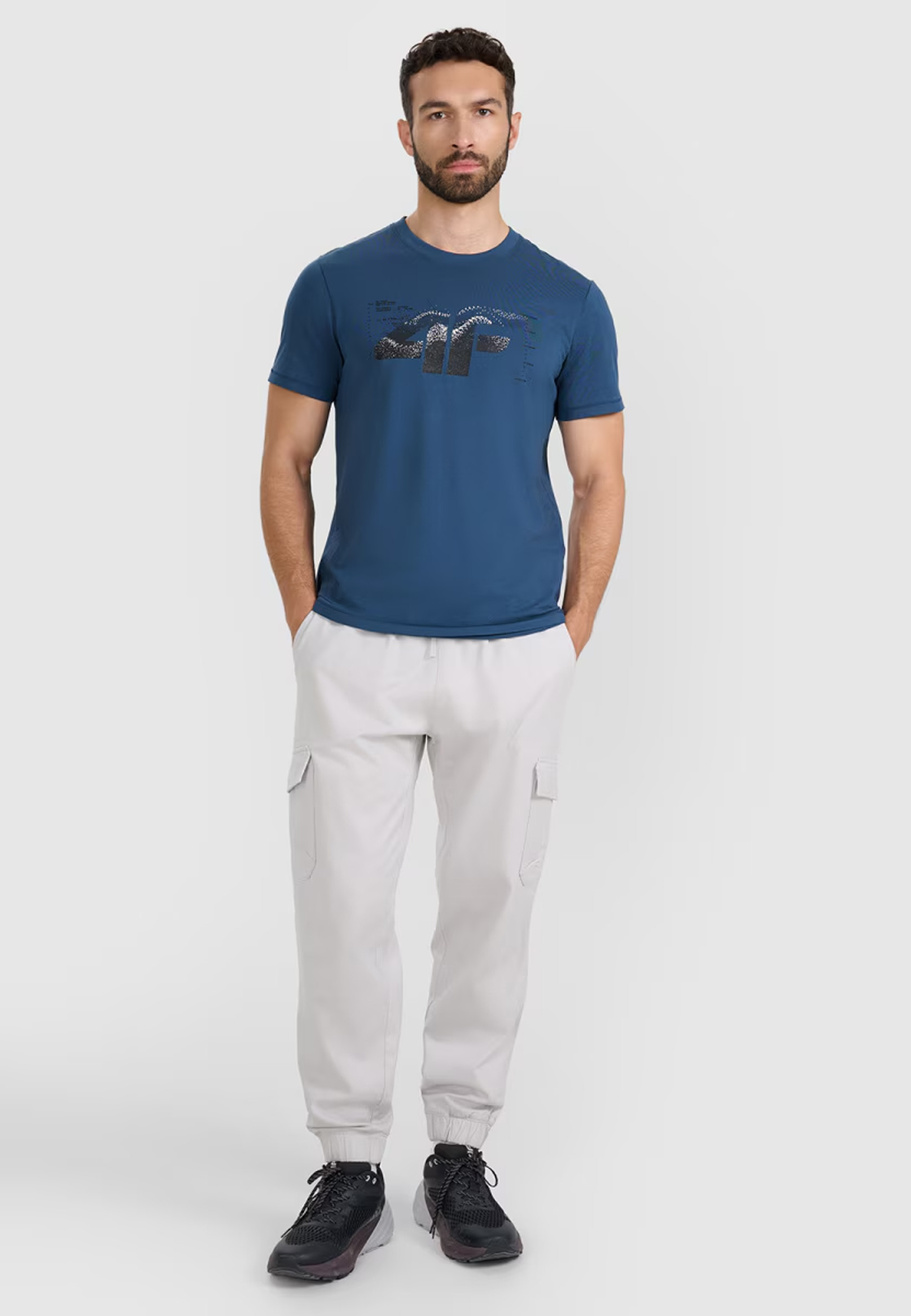 Koszulka Męska 4F T-shirt Z Nadrukiem Regular Turkusowa 4FWAW25TTSHM2359