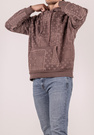 Bluza męska oversize ocieplana z kapturem paisley brązowa