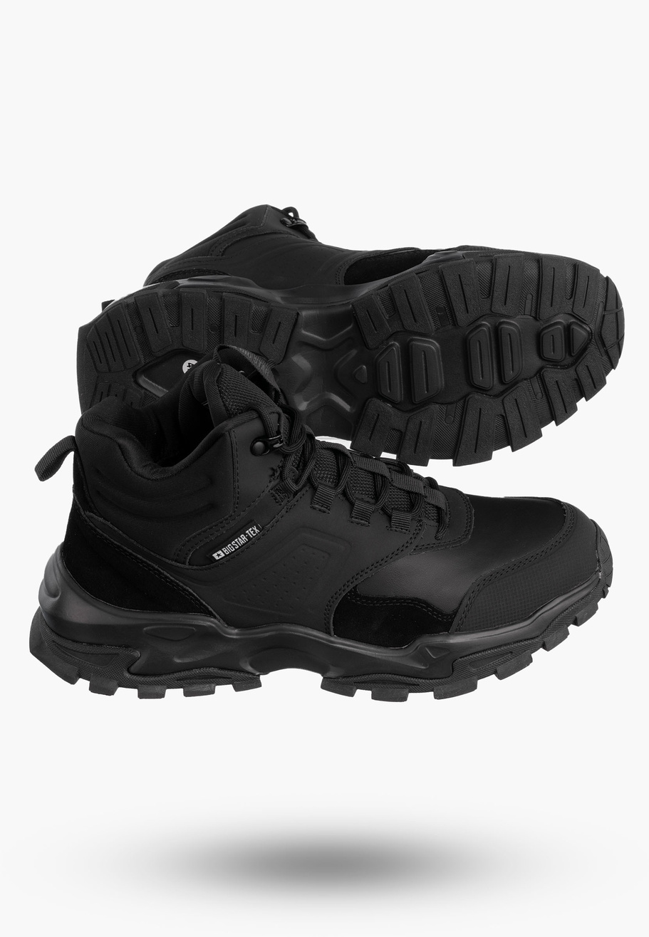 Buty Męskie BIG STAR Skórzane Trekkingowe Trzewiki Czarne SS174096