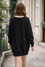 Sukienka Damska Dresowa Bluza Oversize Tunika Casual Czarna EDAN