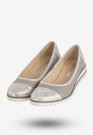 Baleriny Damskie Skórzane Buty Eleganckie Srebrne Zaranto D-307