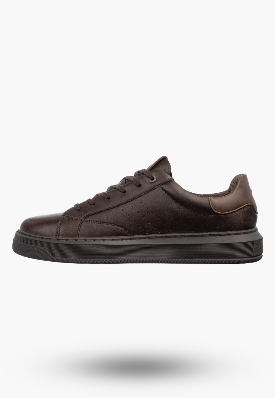 Sneakersy Męskie BIG STAR Buty Sportowe Skórzane Brązowe UU174292