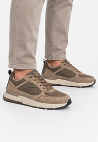 Sneakersy Męskie Ekoskóra Buty Sportowe Casual Wygodne Brązowe Gelteo
