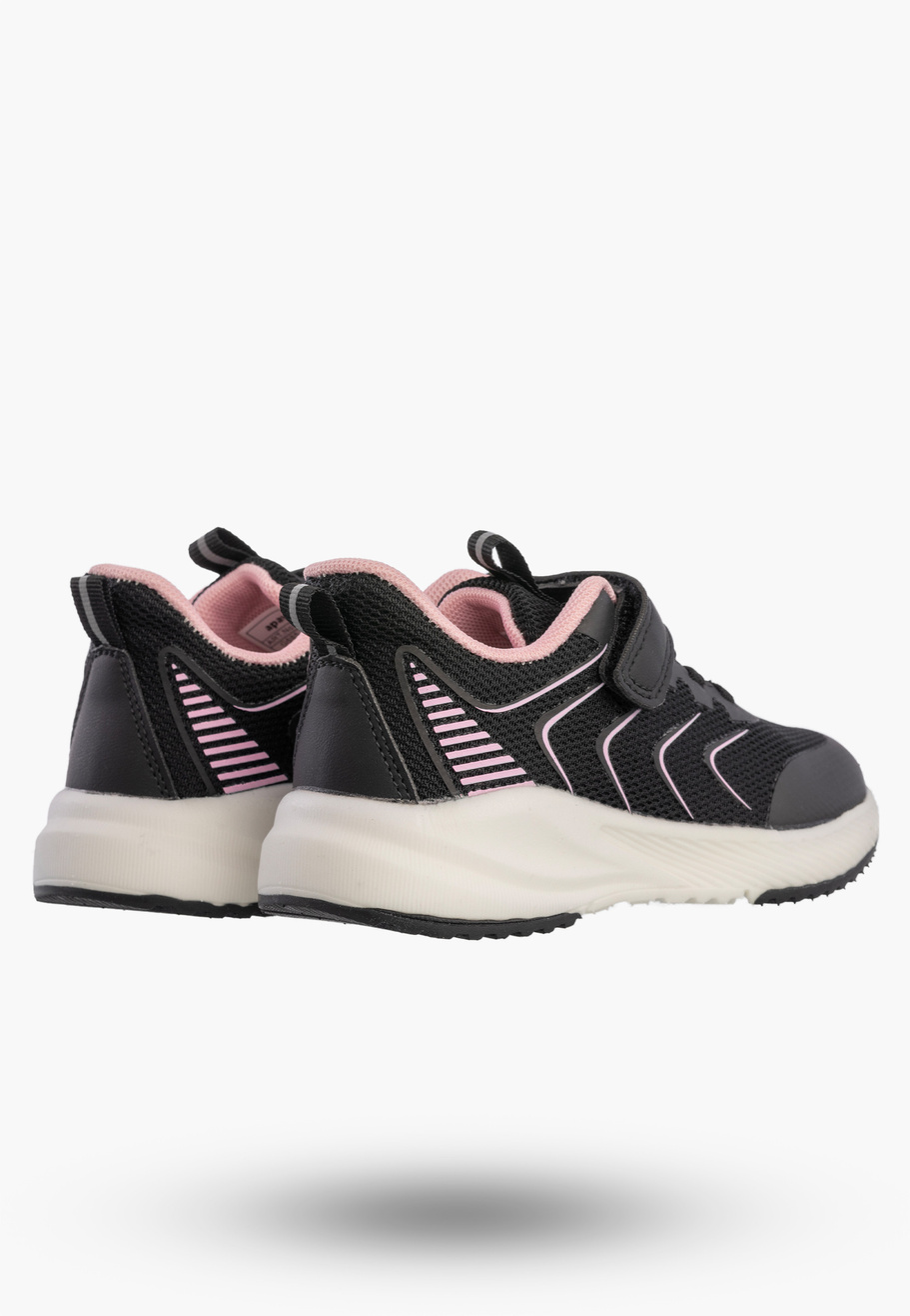 Sneakersy Dziewczęce Lekkie Buty Sportowe Na Rzepy Półbuty Czarne Apawwa G685
