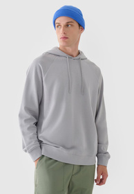 Bluza Męska 4F Z Kapturem Dresowa Z Nadrukiem Szara 4FRAW24TSWSM1821