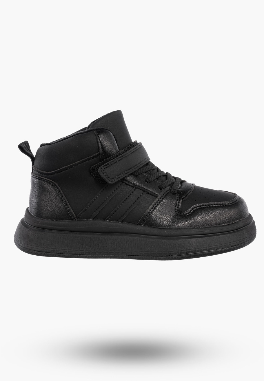 Buty Dziecięce Sneakersy Czarne Na Rzepy Sportowe Za kostkę Ocieplane