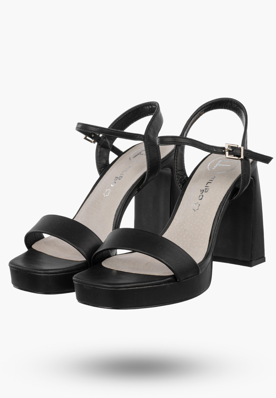 Sandały Damskie Ekoskóra Buty Na Słupku Eleganckie Klasyczne Czarne Filippo