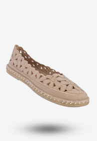 Espadryle Damskie Ażurowe Buty Casual W Kwiaty Półbuty Beżowe DD3001D-51