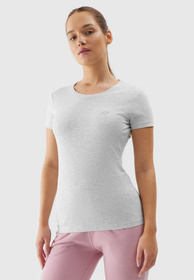 Koszulka Damska 4F Sportowy T-shirt Jasny Szary Slim Fit 4FWSS24TTSHF1161
