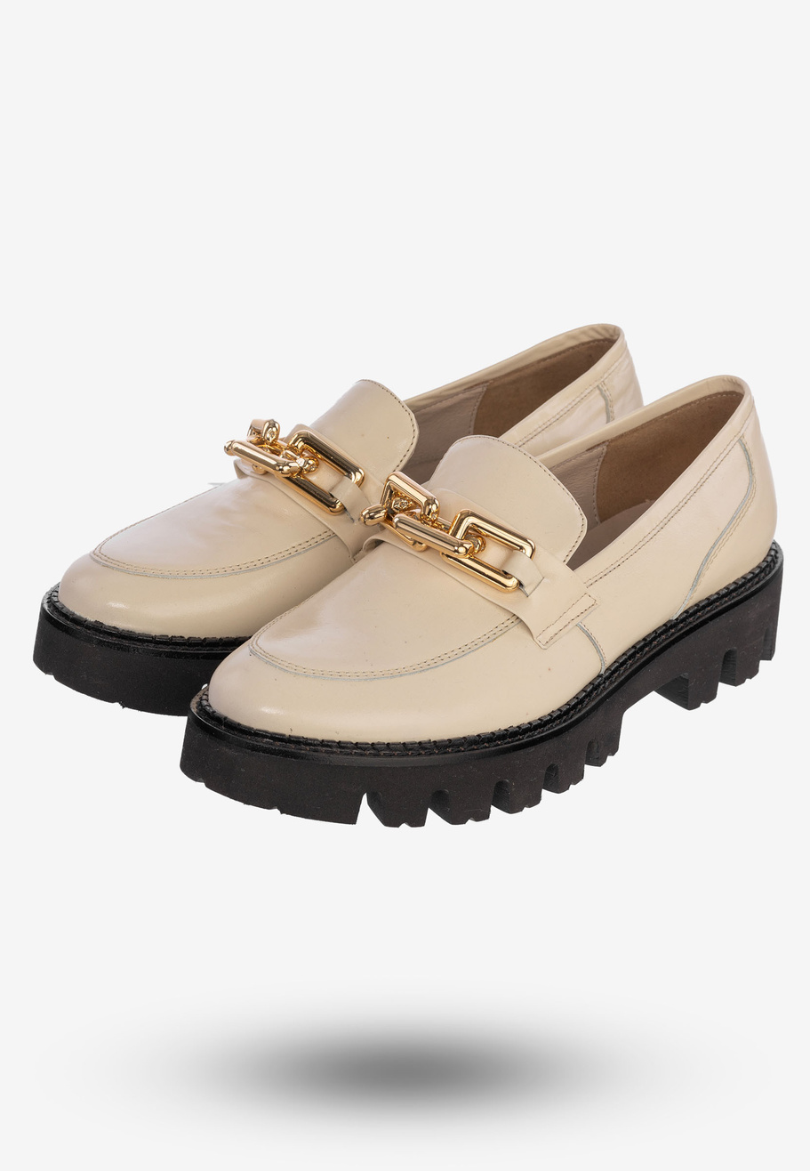 Półbuty Damskie Buty Skórzane Eleganckie Beżowe Modne 3982/001-P