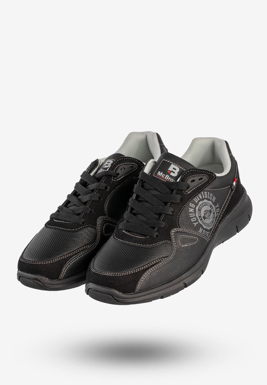 Sneakersy Męskie McBraun Ekoskóra Buty Sportowe Czarne 24MN03-6754