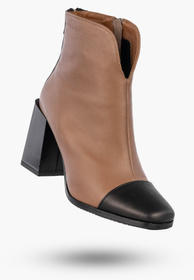 Botki Damskie Skórzane Eleganckie Buty Na Słupku Zimowe Jasny Brąz Karino 3539/007-F