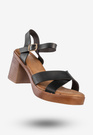 Sandały Damskie Ekoskóra Na Słupku Modne Czarne Lucky Shoes B-3