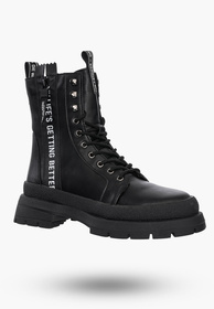 Buty Damskie Trapery Skórzane Czarne Z Ociepleniem Na Zimę DBT4153/22BK